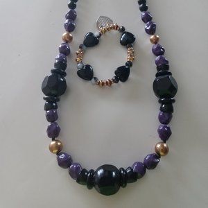 Black gold and purple wood necklace